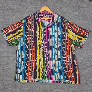 Jams World Shirt Mens 2XL Heartstrings Abstract Stripe Rayon Hawaiian Tropical